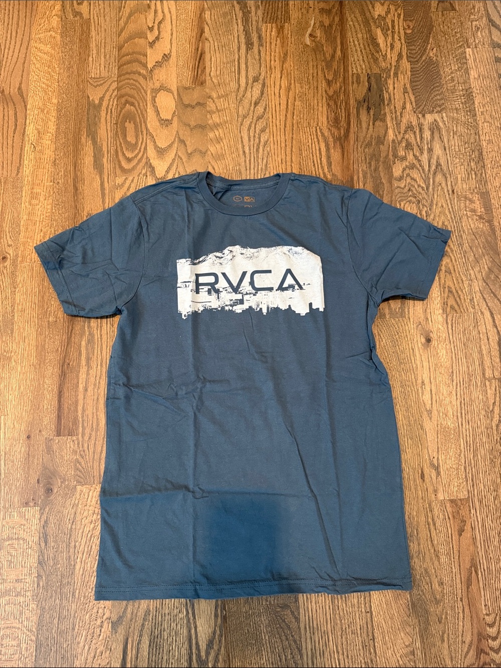 RVCA Blue/Grey Short-Sleeve Logo Tee | Size M